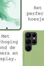 BASEY. Hoes Geschikt voor Samsung S22 Ultra Hoesje Siliconen Back Cover Case Met 2x Screenprotector - Hoesje Geschikt voor Samsung Galaxy S22 Ultra Hoes Cover Hoesje - Groen