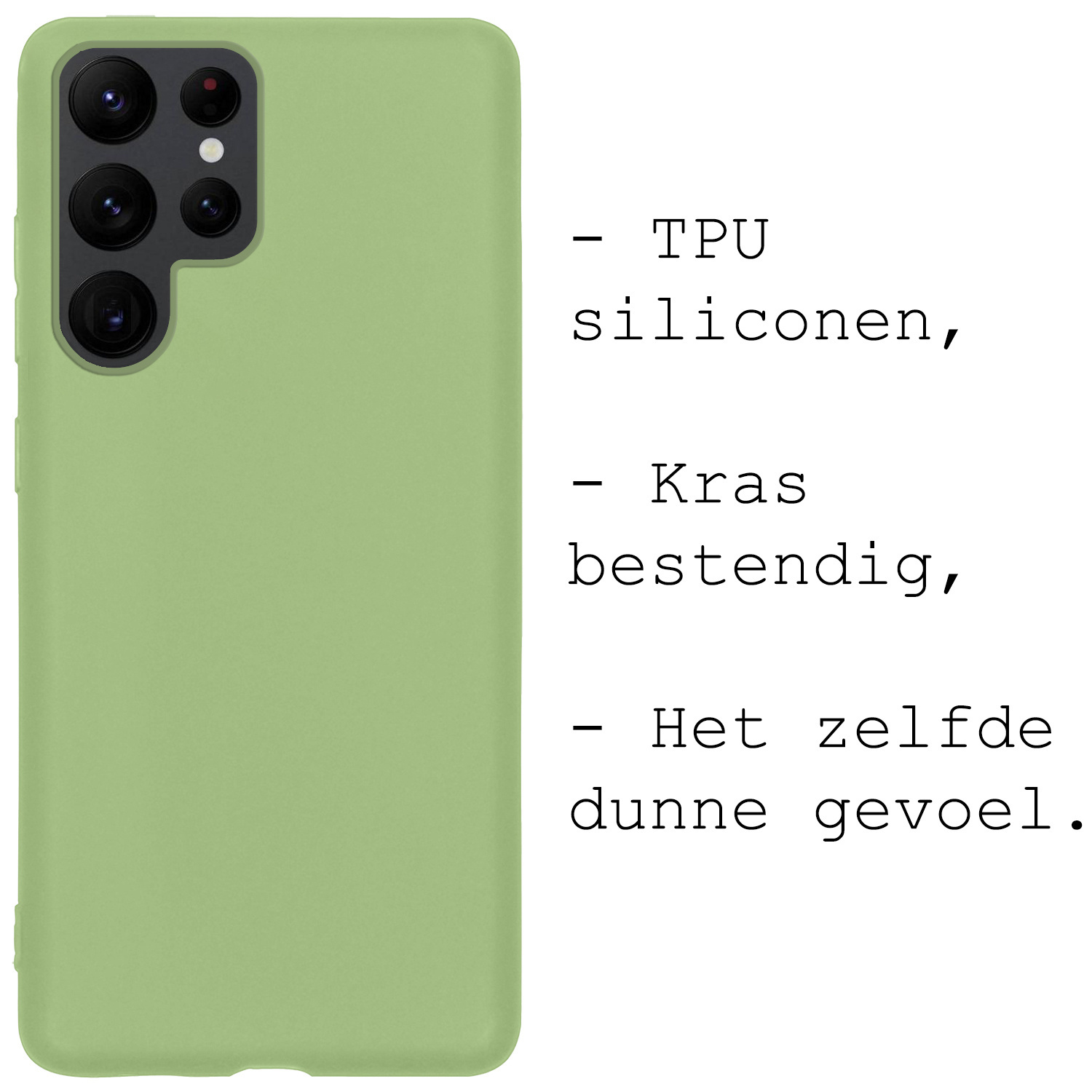 BASEY. Hoes Geschikt voor Samsung S22 Ultra Hoesje Siliconen Back Cover Case Met 2x Screenprotector - Hoesje Geschikt voor Samsung Galaxy S22 Ultra Hoes Cover Hoesje - Groen