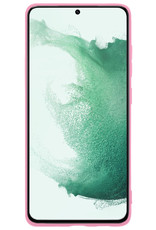 BASEY. Samsung Galaxy S22 Ultra Hoesje Siliconen Met 2x Screenprotector - Samsung Galaxy S22 Ultra Case Met 2x Screenprotector - Lichtroze