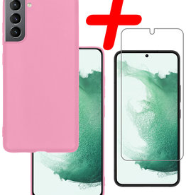 BASEY. BASEY. Samsung Galaxy S22 Hoesje Siliconen Met Screenprotector - Lichtroze