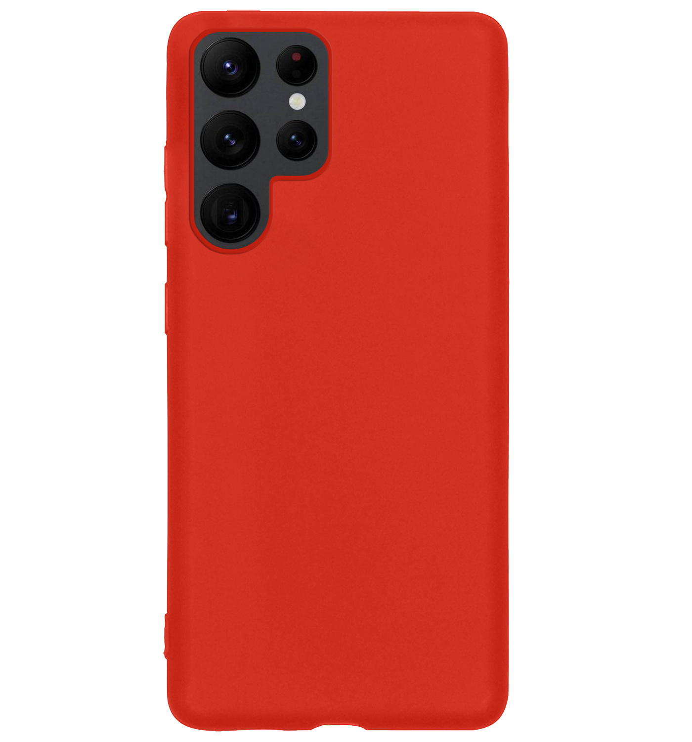 BASEY. Hoes Geschikt voor Samsung S22 Ultra Hoesje Siliconen Back Cover Case Met 2x Screenprotector - Hoesje Geschikt voor Samsung Galaxy S22 Ultra Hoes Cover Hoesje - Rood