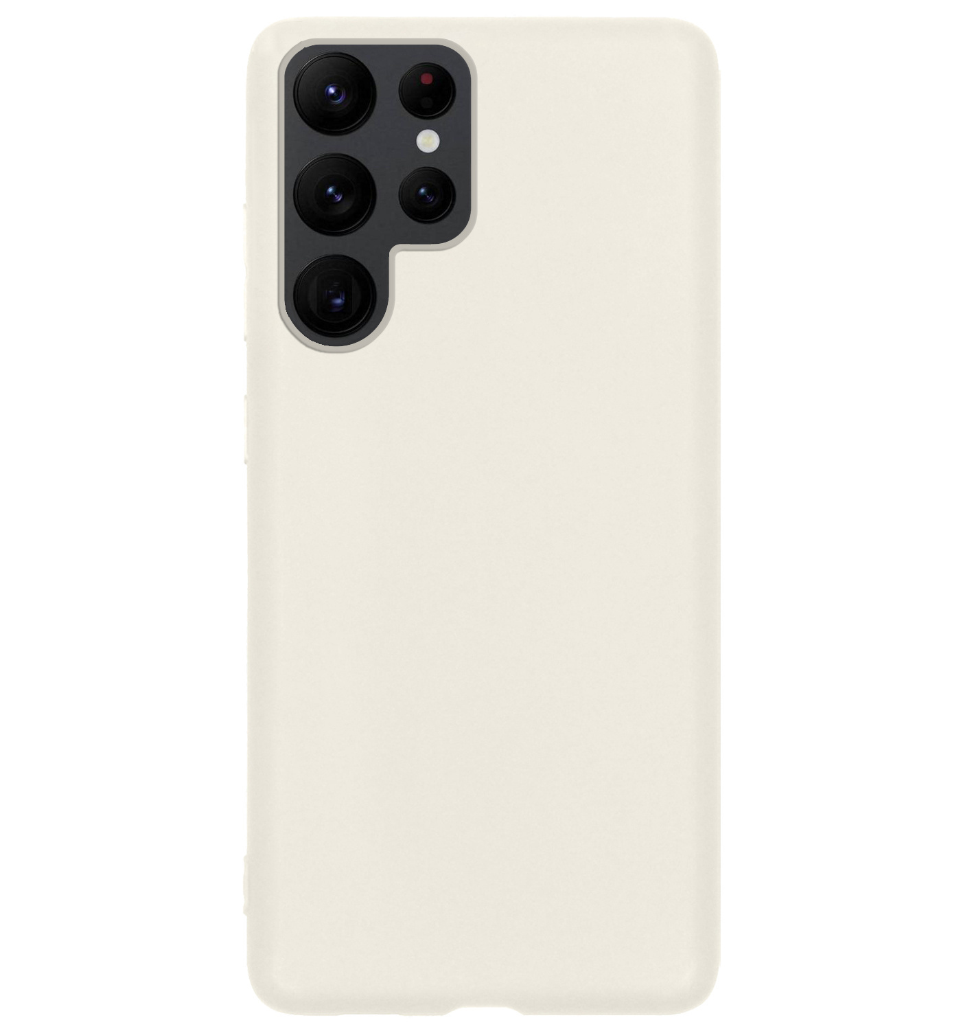 BASEY. Hoes Geschikt voor Samsung S22 Ultra Hoesje Siliconen Back Cover Case Met 2x Screenprotector - Hoesje Geschikt voor Samsung Galaxy S22 Ultra Hoes Cover Hoesje - Wit