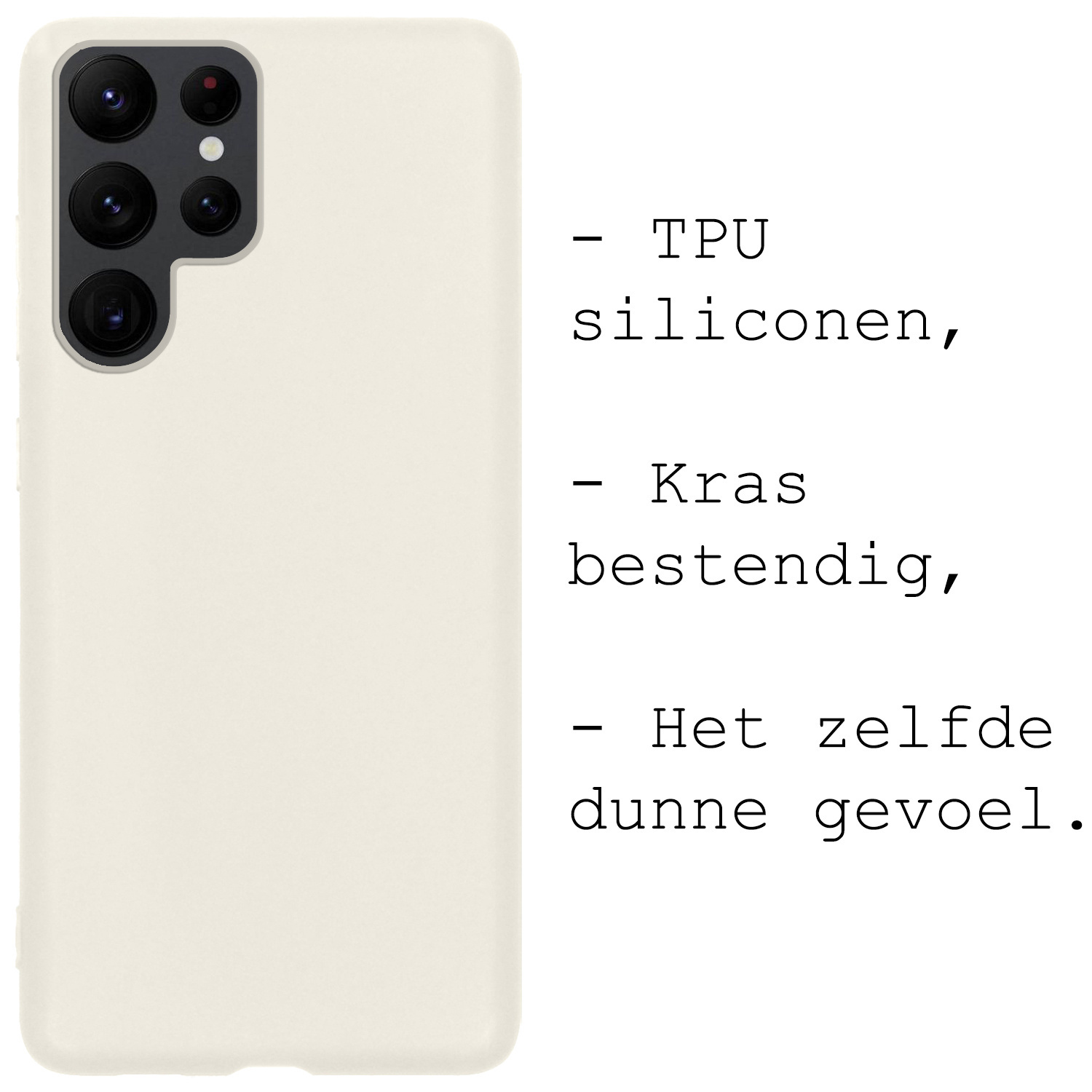 BASEY. Hoes Geschikt voor Samsung S22 Ultra Hoesje Siliconen Back Cover Case Met 2x Screenprotector - Hoesje Geschikt voor Samsung Galaxy S22 Ultra Hoes Cover Hoesje - Wit