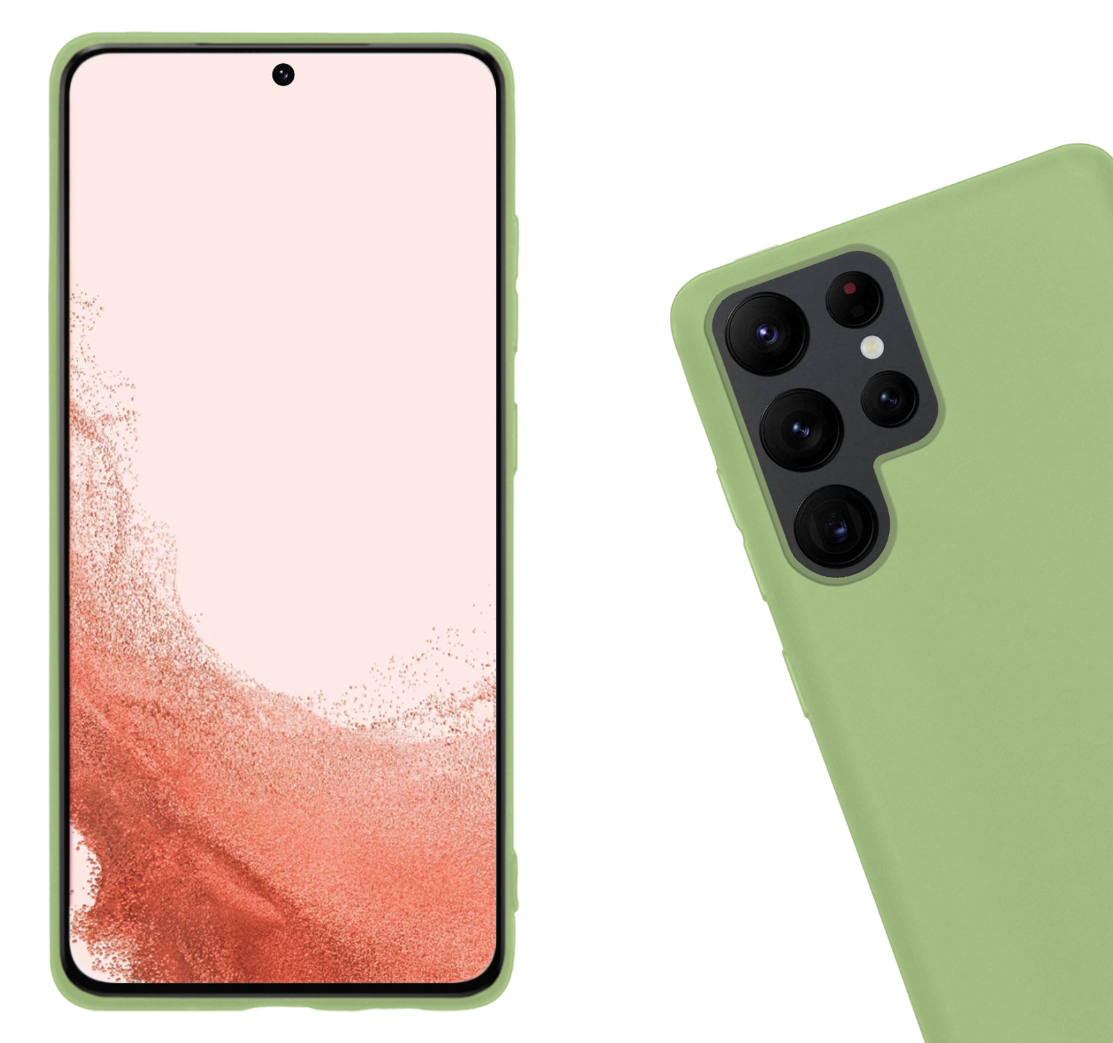 Nomfy Hoesje Geschikt voor Samsung S22 Ultra Hoesje Siliconen Cover Case Met Screenprotector - Hoes Geschikt voor Samsung Galaxy S22 Ultra Hoes Back Case - Groen