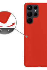 Nomfy Hoesje Geschikt voor Samsung S22 Ultra Hoesje Siliconen Cover Case Met Screenprotector - Hoes Geschikt voor Samsung Galaxy S22 Ultra Hoes Back Case - Rood