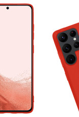 Nomfy Hoesje Geschikt voor Samsung S22 Ultra Hoesje Siliconen Cover Case Met Screenprotector - Hoes Geschikt voor Samsung Galaxy S22 Ultra Hoes Back Case - Rood