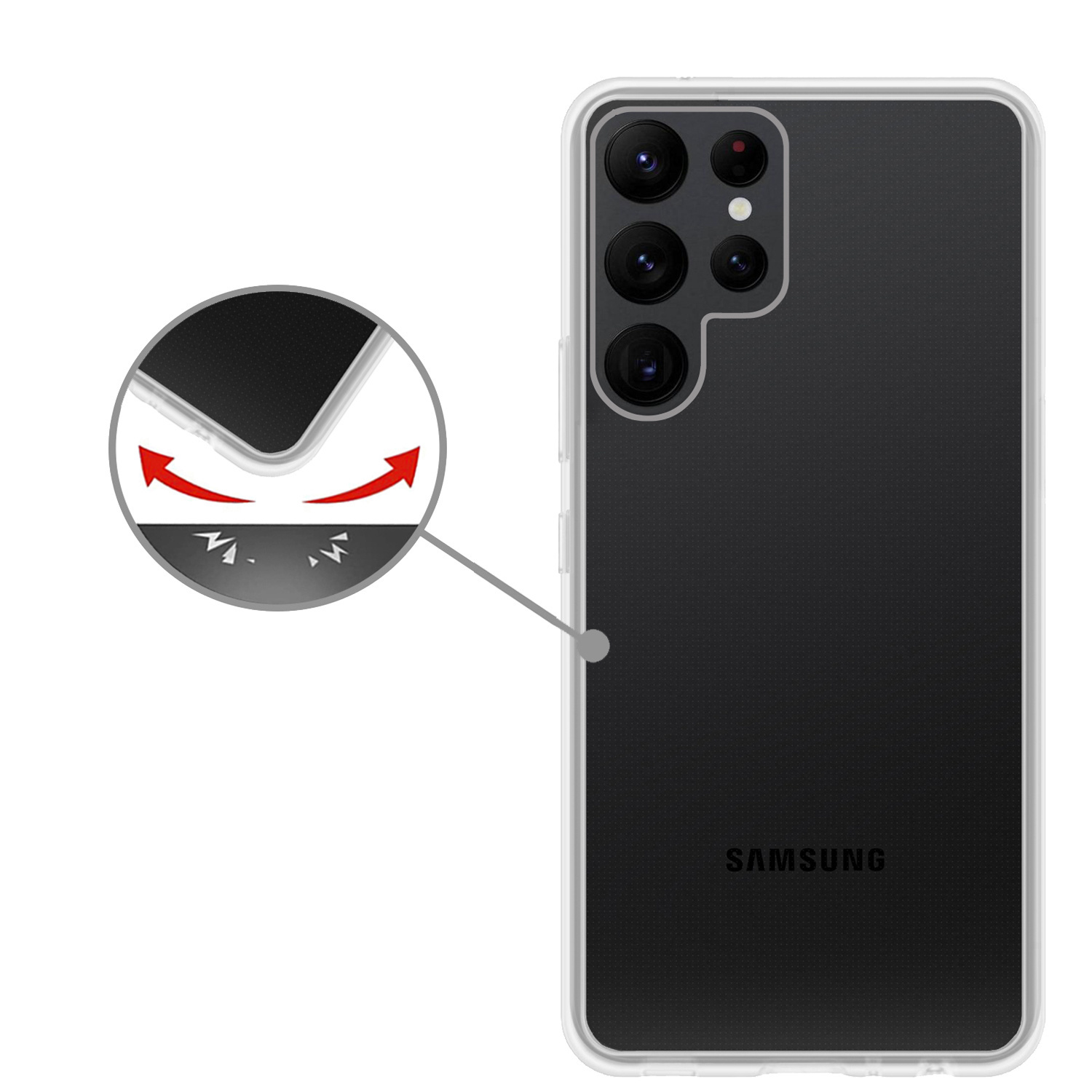 Nomfy Hoesje Geschikt voor Samsung S22 Ultra Hoesje Siliconen Cover Case Met Screenprotector - Hoes Geschikt voor Samsung Galaxy S22 Ultra Hoes Back Case - Transparant