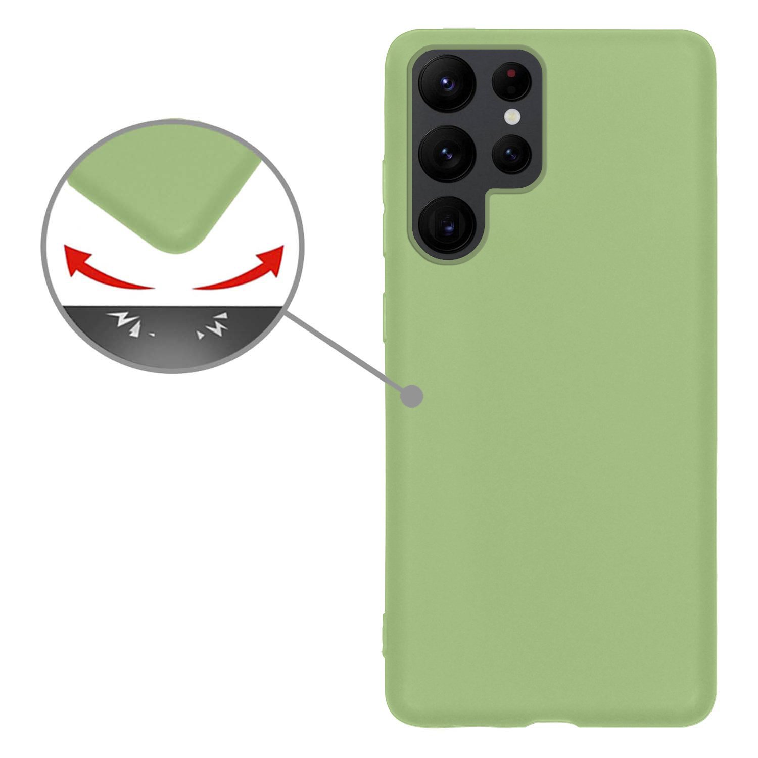 Nomfy Hoesje Geschikt voor Samsung S22 Ultra Hoesje Siliconen Cover Case Met 2x Screenprotector - Hoes Geschikt voor Samsung Galaxy S22 Ultra Hoes Back Case - Groen
