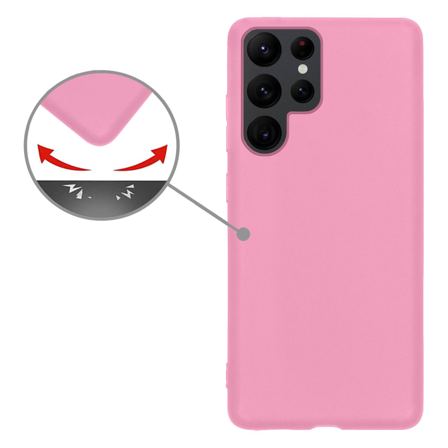 Nomfy Hoesje Geschikt voor Samsung S22 Ultra Hoesje Siliconen Cover Case Met 2x Screenprotector - Hoes Geschikt voor Samsung Galaxy S22 Ultra Hoes Back Case - Lichtroze