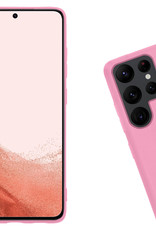 Nomfy Hoesje Geschikt voor Samsung S22 Ultra Hoesje Siliconen Cover Case Met 2x Screenprotector - Hoes Geschikt voor Samsung Galaxy S22 Ultra Hoes Back Case - Lichtroze