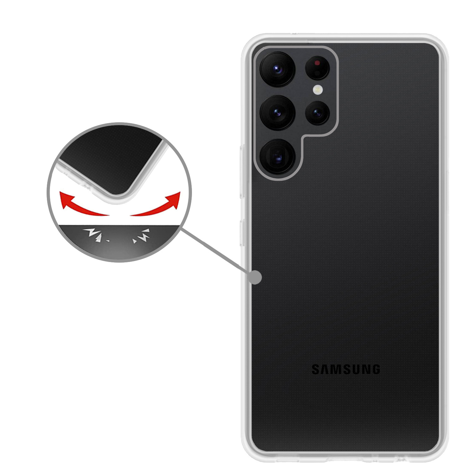 Samsung Galaxy S22 Ultra Hoesje Met 2x Screenprotector - Samsung Galaxy S22 Ultra Case Transparant Siliconen - Samsung Galaxy S22 Ultra Hoes Met 2x Screenprotector