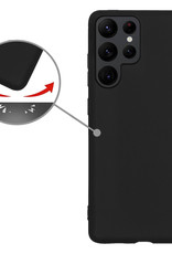 Nomfy Hoesje Geschikt voor Samsung S22 Ultra Hoesje Siliconen Cover Case Met 2x Screenprotector - Hoes Geschikt voor Samsung Galaxy S22 Ultra Hoes Back Case - Zwart