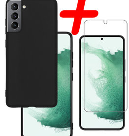 BASEY. BASEY. Samsung Galaxy S22 Hoesje Siliconen Met Screenprotector - Zwart