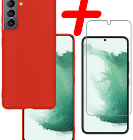 BASEY. BASEY. Samsung Galaxy S22 Hoesje Siliconen Met Screenprotector - Rood