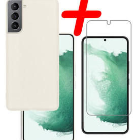 BASEY. BASEY. Samsung Galaxy S22 Hoesje Siliconen Met Screenprotector - Wit