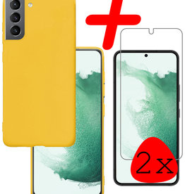 BASEY. BASEY. Samsung Galaxy S22 Hoesje Siliconen Met 2x Screenprotector - Geel