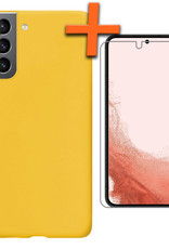 Nomfy Hoesje Geschikt voor Samsung S22 Hoesje Siliconen Cover Case Met Screenprotector - Hoes Geschikt voor Samsung Galaxy S22 Hoes Back Case - Geel