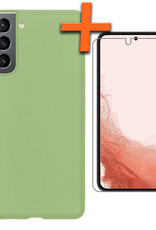 Nomfy Hoesje Geschikt voor Samsung S22 Hoesje Siliconen Cover Case Met Screenprotector - Hoes Geschikt voor Samsung Galaxy S22 Hoes Back Case - Groen