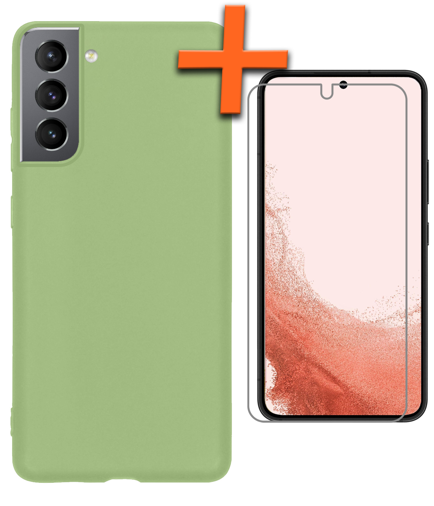 Nomfy Hoesje Geschikt voor Samsung S22 Hoesje Siliconen Cover Case Met Screenprotector - Hoes Geschikt voor Samsung Galaxy S22 Hoes Back Case - Groen