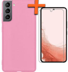Nomfy Nomfy Samsung Galaxy S22 Hoesje Siliconen Met Screenprotector - Lichtroze