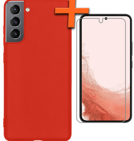 Nomfy Nomfy Samsung Galaxy S22 Hoesje Siliconen Met Screenprotector - Rood