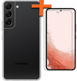 Nomfy Samsung Galaxy S22 Hoesje Siliconen Met Screenprotector - Transparant
