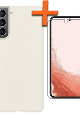 Nomfy Hoesje Geschikt voor Samsung S22 Hoesje Siliconen Cover Case Met Screenprotector - Hoes Geschikt voor Samsung Galaxy S22 Hoes Back Case - Wit