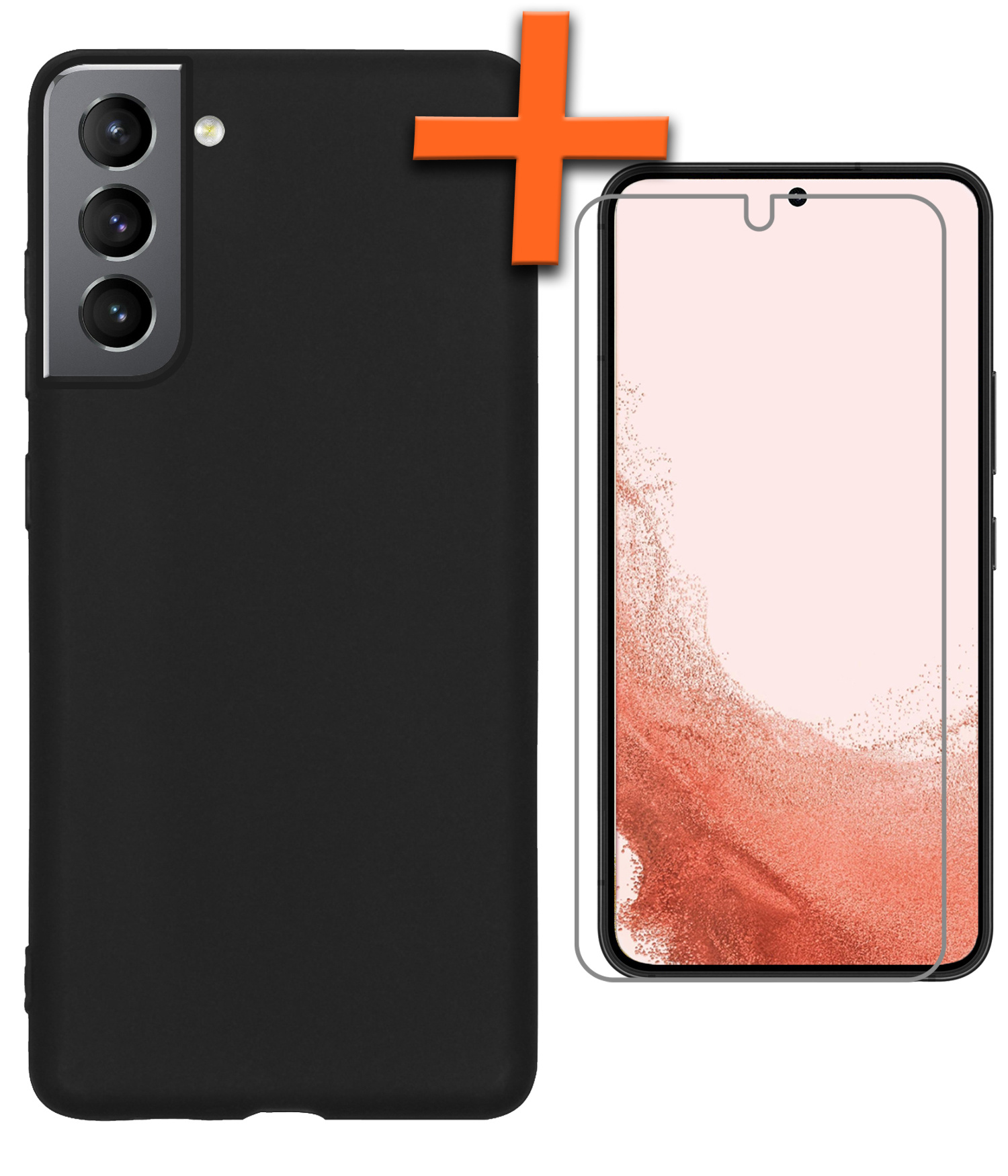 Nomfy Hoesje Geschikt voor Samsung S22 Hoesje Siliconen Cover Case Met Screenprotector - Hoes Geschikt voor Samsung Galaxy S22 Hoes Back Case - Zwart
