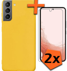 Nomfy Nomfy Samsung Galaxy S22 Hoesje Siliconen Met 2x Screenprotector - Geel