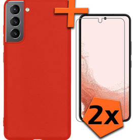 Nomfy Nomfy Samsung Galaxy S22 Hoesje Siliconen Met 2x Screenprotector - Rood