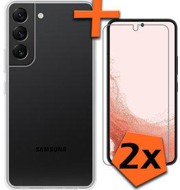 Nomfy Samsung Galaxy S22 Hoesje Siliconen Met 2x Screenprotector - Transparant