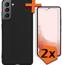 Nomfy Nomfy Samsung Galaxy S22 Hoesje Siliconen Met 2x Screenprotector - Zwart