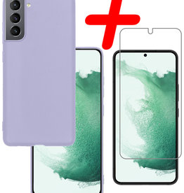BASEY. BASEY. Samsung Galaxy S22 Plus Hoesje Siliconen Met Screenprotector - Lila