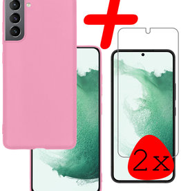 BASEY. BASEY. Samsung Galaxy S22 Plus Hoesje Siliconen Met 2x Screenprotector - Lichtroze