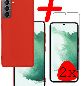 BASEY. BASEY. Samsung Galaxy S22 Plus Hoesje Siliconen Met 2x Screenprotector - Rood