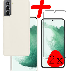 BASEY. BASEY. Samsung Galaxy S22 Plus Hoesje Siliconen Met 2x Screenprotector - Wit