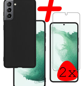 BASEY. BASEY. Samsung Galaxy S22 Plus Hoesje Siliconen Met 2x Screenprotector - Zwart