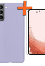 Nomfy Hoesje Geschikt voor Samsung S22 Plus Hoesje Siliconen Cover Case Met Screenprotector - Hoes Geschikt voor Samsung Galaxy S22 Plus Hoes Back Case - Lila