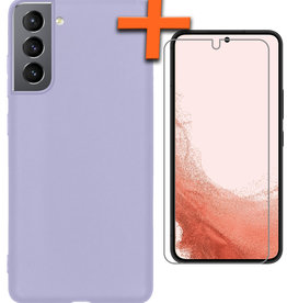 Nomfy Nomfy Samsung Galaxy S22 Plus Hoesje Siliconen Met Screenprotector - Lila