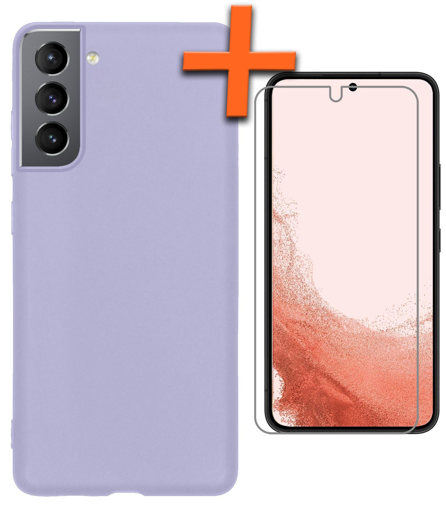 Nomfy Hoesje Geschikt voor Samsung S22 Plus Hoesje Siliconen Cover Case Met Screenprotector - Hoes Geschikt voor Samsung Galaxy S22 Plus Hoes Back Case - Lila