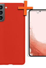 Nomfy Hoesje Geschikt voor Samsung S22 Plus Hoesje Siliconen Cover Case Met Screenprotector - Hoes Geschikt voor Samsung Galaxy S22 Plus Hoes Back Case - Rood