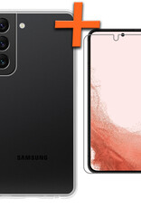 Nomfy Hoesje Geschikt voor Samsung S22 Plus Hoesje Siliconen Cover Case Met Screenprotector - Hoes Geschikt voor Samsung Galaxy S22 Plus Hoes Back Case - Transparant