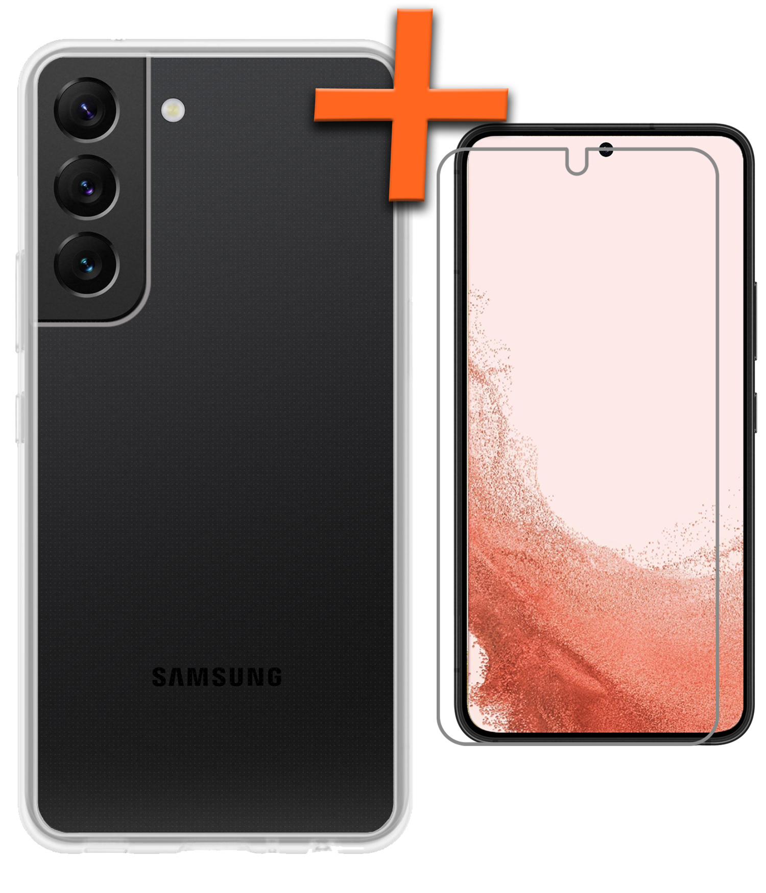 Nomfy Hoesje Geschikt voor Samsung S22 Plus Hoesje Siliconen Cover Case Met Screenprotector - Hoes Geschikt voor Samsung Galaxy S22 Plus Hoes Back Case - Transparant