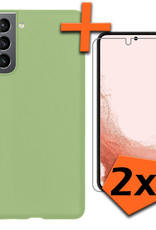 Nomfy Hoesje Geschikt voor Samsung S22 Plus Hoesje Siliconen Cover Case Met 2x Screenprotector - Hoes Geschikt voor Samsung Galaxy S22 Plus Hoes Back Case - Groen