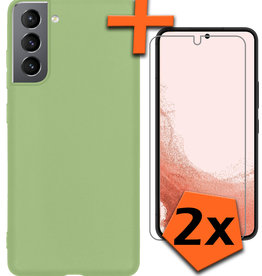 Nomfy Nomfy Samsung Galaxy S22 Plus Hoesje Siliconen Met 2x Screenprotector - Groen