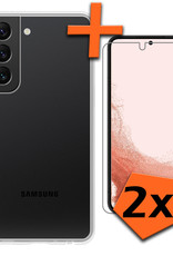 Nomfy Hoesje Geschikt voor Samsung S22 Plus Hoesje Siliconen Cover Case Met 2x Screenprotector - Hoes Geschikt voor Samsung Galaxy S22 Plus Hoes Back Case - Transparant