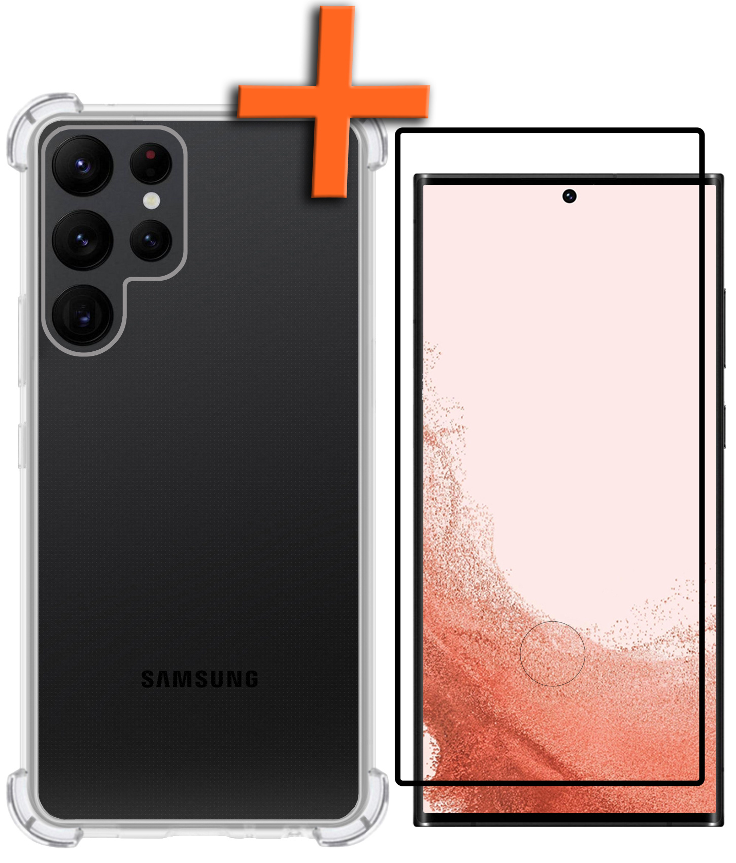 Nomfy Hoesje Geschikt voor Samsung S22 Ultra Hoesje Shock Proof Cover Case Shockproof Met Screenprotector - Hoes Geschikt voor Samsung Galaxy S22 Ultra Hoes Siliconen Back Case - Transparant