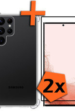 Nomfy Hoesje Geschikt voor Samsung S22 Ultra Hoesje Shock Proof Cover Case Shockproof Met 2x Screenprotector - Hoes Geschikt voor Samsung Galaxy S22 Ultra Hoes Siliconen Back Case - Transparant