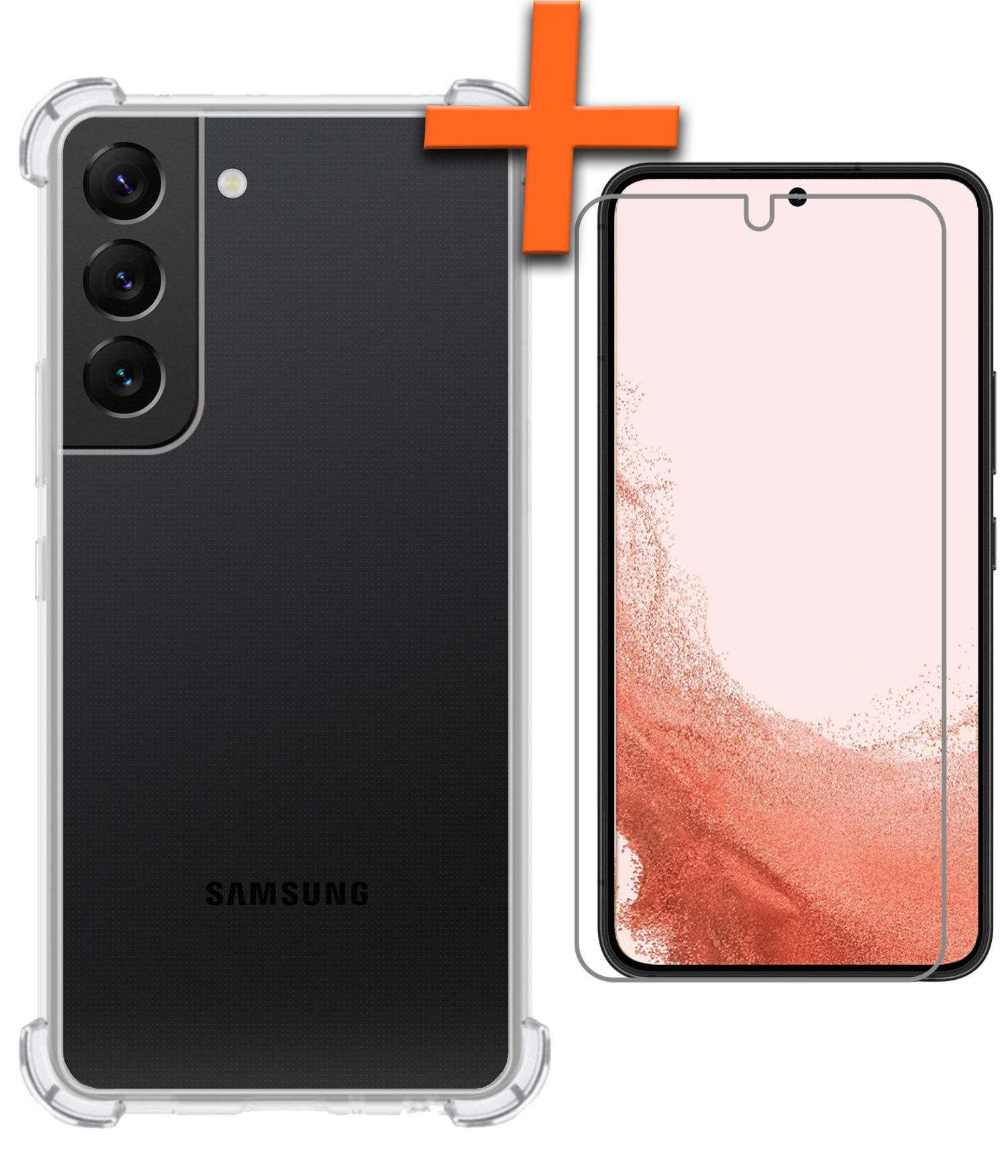 Nomfy Hoesje Geschikt voor Samsung S22 Plus Hoesje Shock Proof Cover Case Shockproof Met Screenprotector - Hoes Geschikt voor Samsung Galaxy S22 Plus Hoes Siliconen Back Case - Transparant