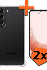 Nomfy Hoesje Geschikt voor Samsung S22 Plus Hoesje Shock Proof Cover Case Shockproof Met 2x Screenprotector - Hoes Geschikt voor Samsung Galaxy S22 Plus Hoes Siliconen Back Case - Transparant